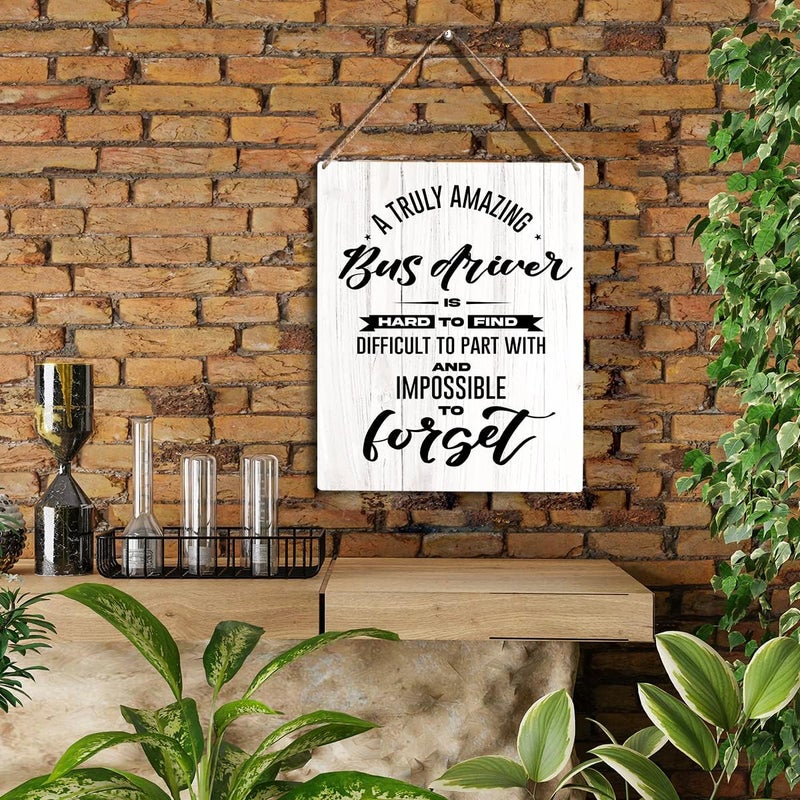YCYD Bus Driver Gifts A Truly Amazing Bus Driver Is Hard To Find Wooden Hanging Sign School Bus Driver Gifts Gifts for Retired Bus Driver Thank You Birthday Gift for Kids Bus Driver 8 x 10 Inches - Image 2